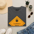 Funny Monday T-Shirt displayed on dark heather fabric with a flammable hazard graphic and MON-401 label.