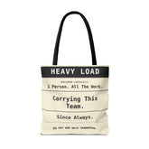 Funny Work Tote Bag | Carrying This Team Humor