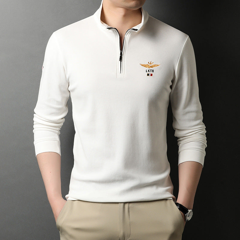 Stand-up Collar Men's Long Sleeve Cotton Shirt