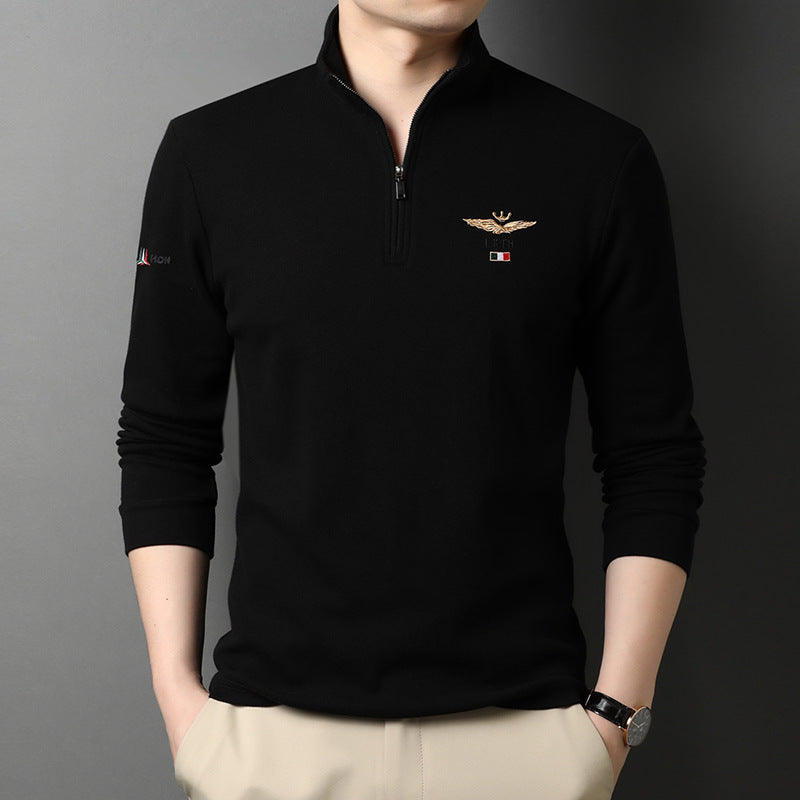 Stand-up Collar Men's Long Sleeve Cotton Shirt