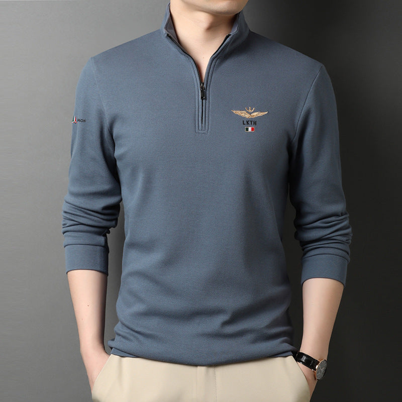 Stand-up Collar Men's Long Sleeve Cotton Shirt