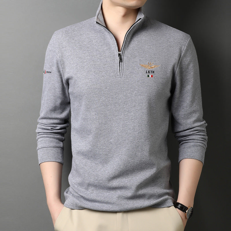 Stand-up Collar Men's Long Sleeve Cotton Shirt