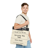 Funny Work Tote Bag | Carrying This Team Humor