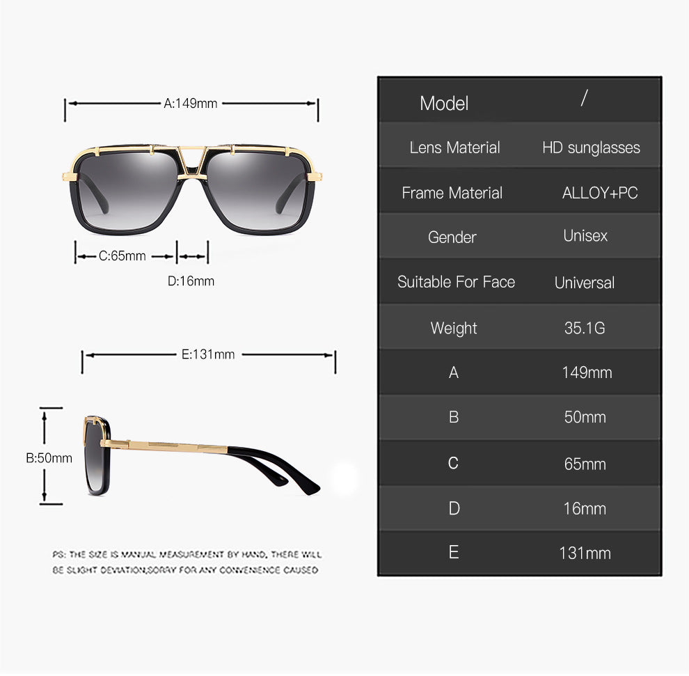 Men's And Women's PC Sunglasses Classic Large Frame Glasses