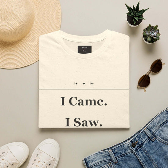 Funny Introvert T-Shirt featuring the text I Came. I Saw. on a neutral background.