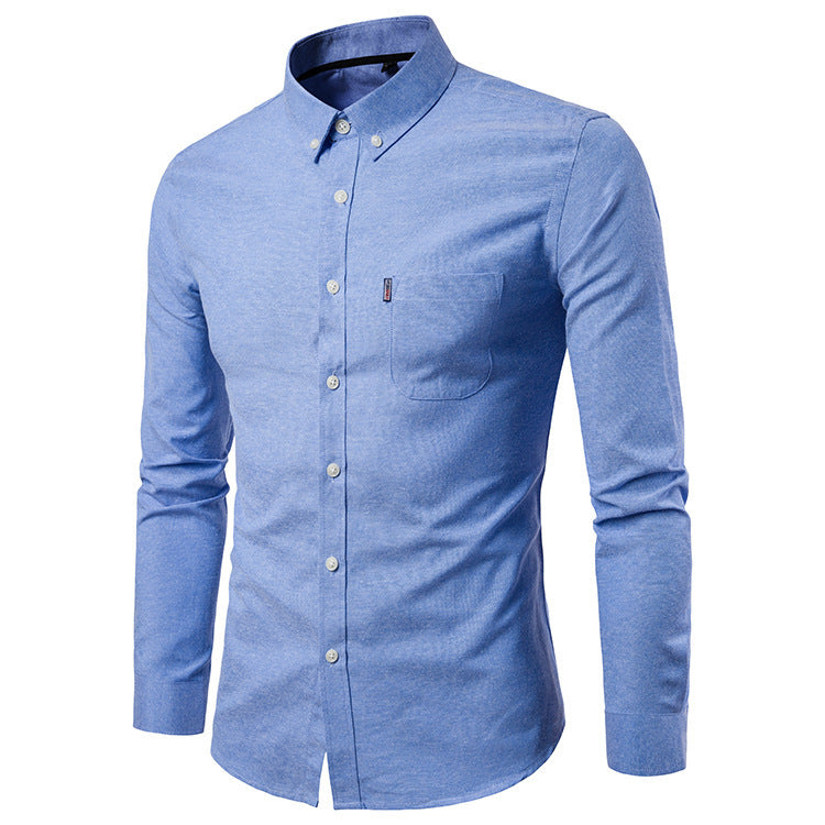 Men S Shirts Korean Slim Long Sleeve Dress Shirt