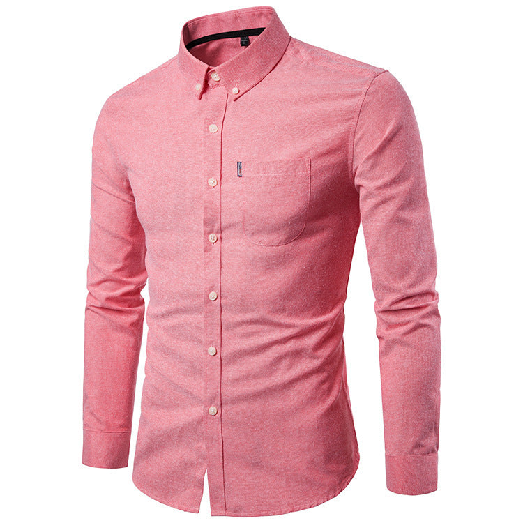 Men S Shirts Korean Slim Long Sleeve Dress Shirt