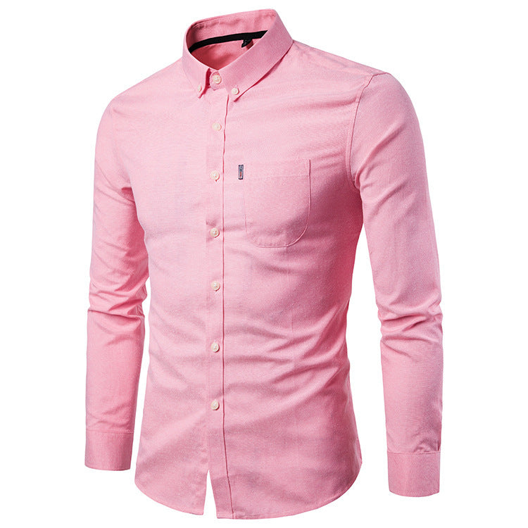 Men S Shirts Korean Slim Long Sleeve Dress Shirt