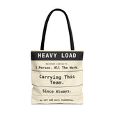 Funny Work Tote Bag | Carrying This Team Humor