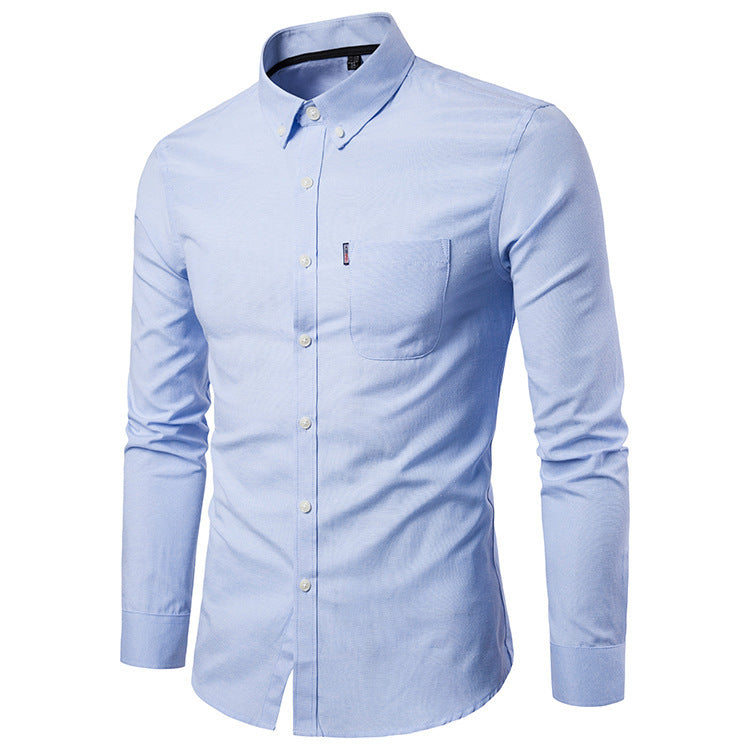 Men S Shirts Korean Slim Long Sleeve Dress Shirt