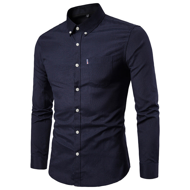 Men S Shirts Korean Slim Long Sleeve Dress Shirt