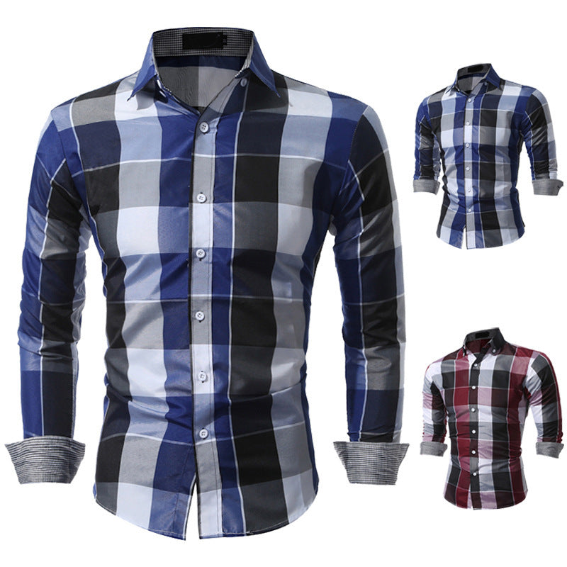 Classic Plaid Dress Shirts For Men