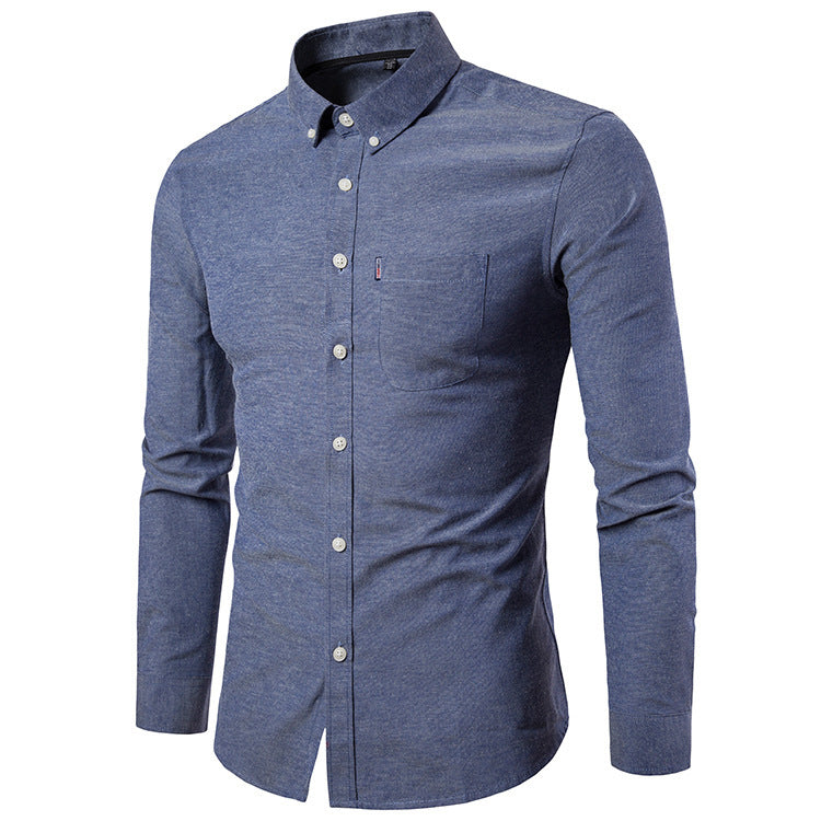 Men S Shirts Korean Slim Long Sleeve Dress Shirt