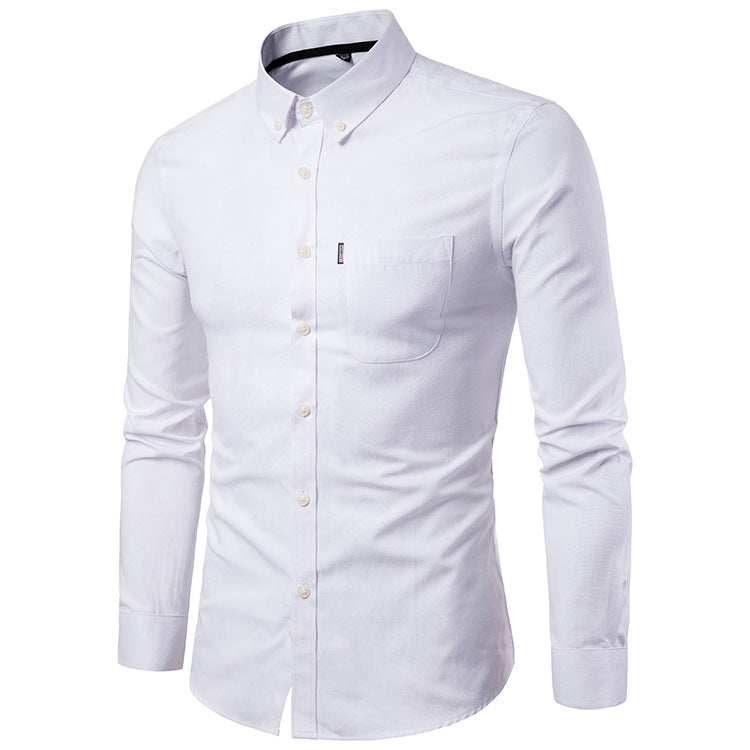 Men S Shirts Korean Slim Long Sleeve Dress Shirt