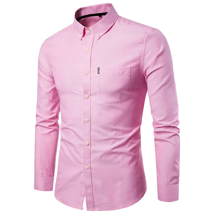 Men S Shirts Korean Slim Long Sleeve Dress Shirt